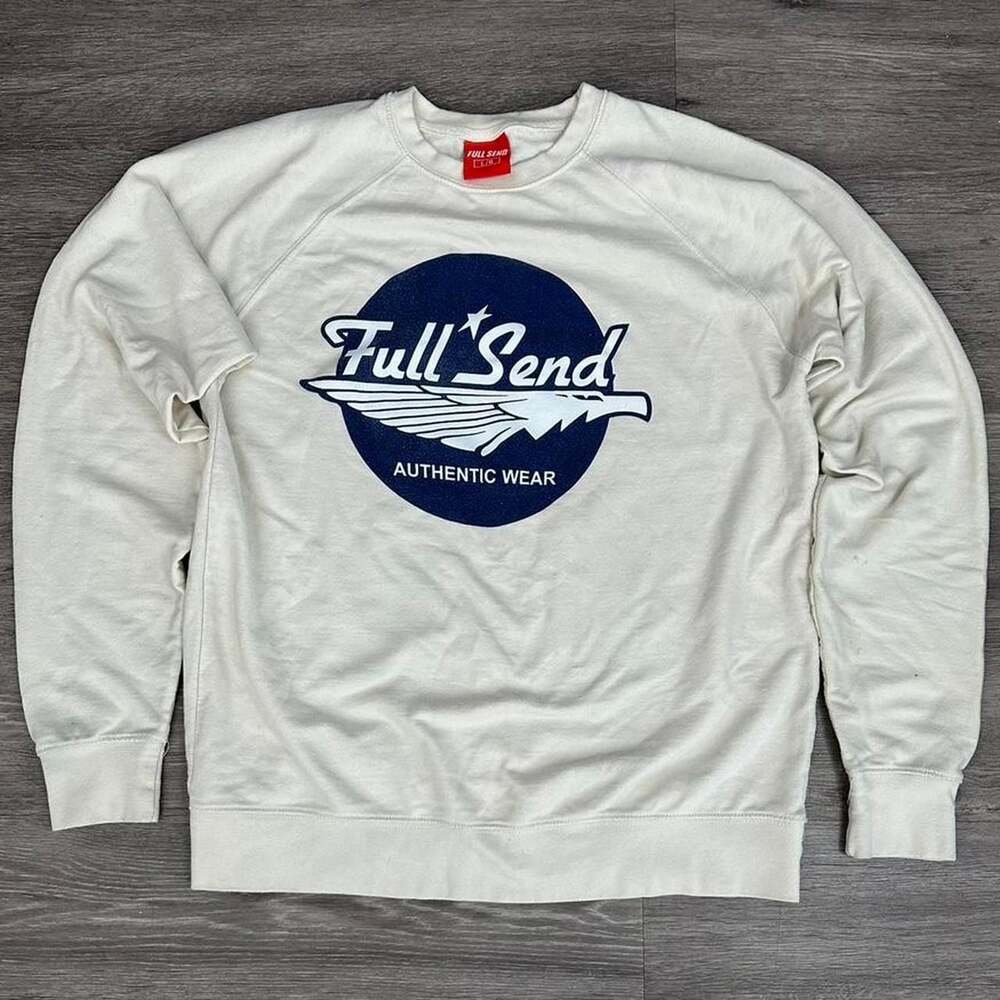 Full Send Authentic Wear Eagle Crewneck Sweatshirt, Off-White - Men's Size L